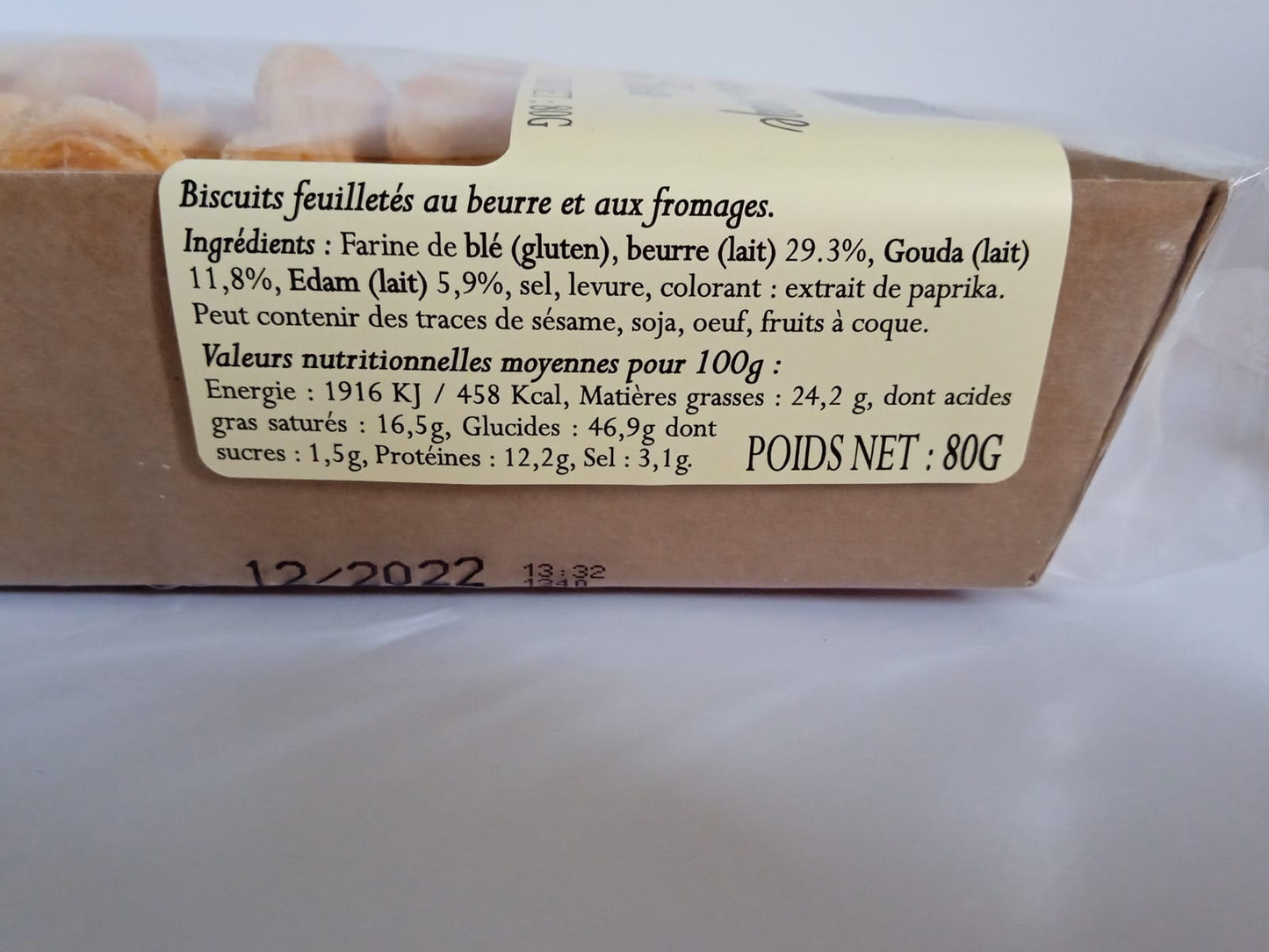 Palmiers au fromage pur beurre 80G