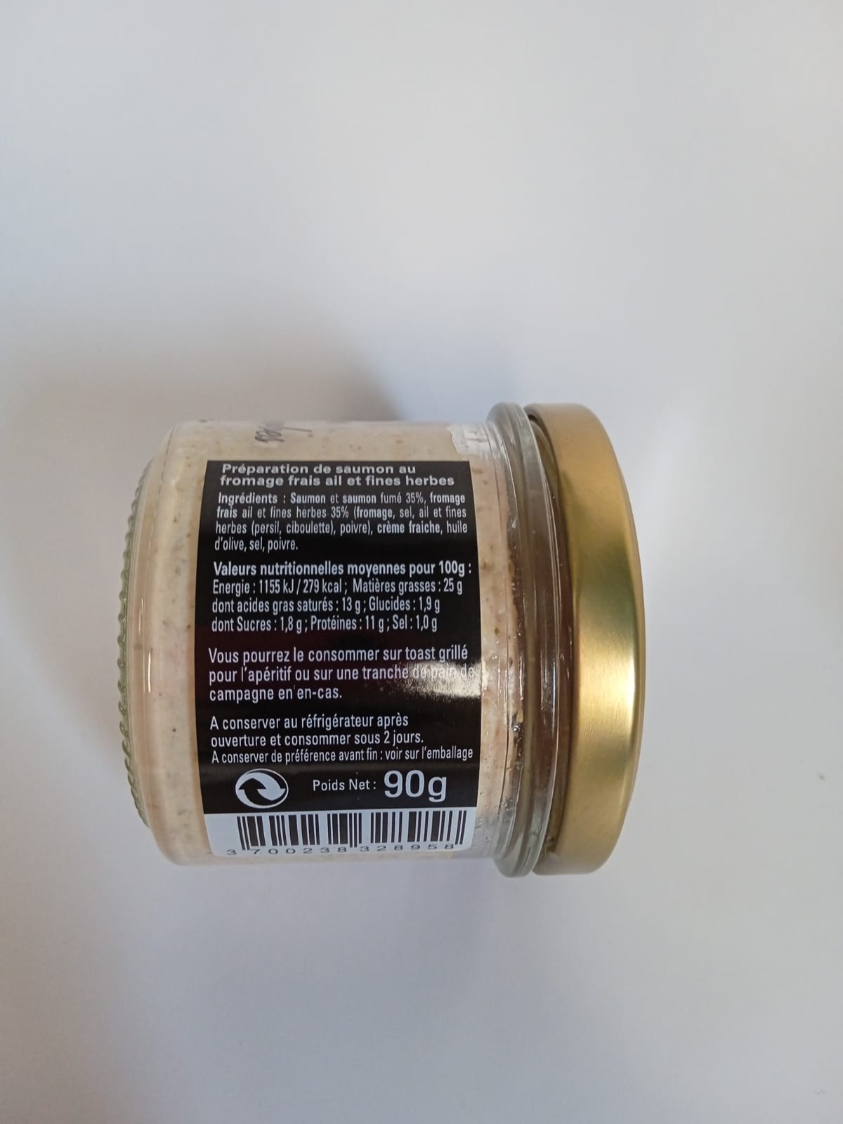 Délice de saumon au fromage frais ail et fines herbes 90G